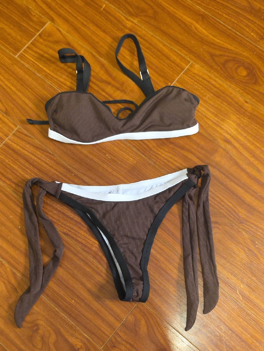 Classic Brown Tie-Side Bikini Set - Women Swim